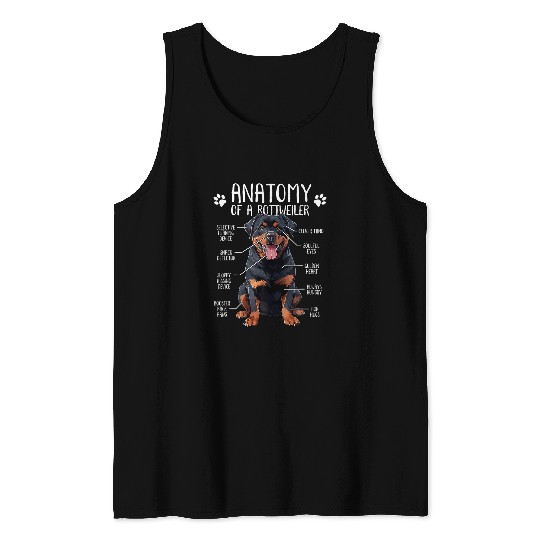 Funny Anatomy Rottweiler Dog Owner Rottie Dad Mom Pet Lover Tank Tops