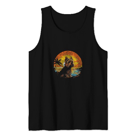 Yorkshire Terrier in a SunsetInfused vintages Vibe Tank Tops