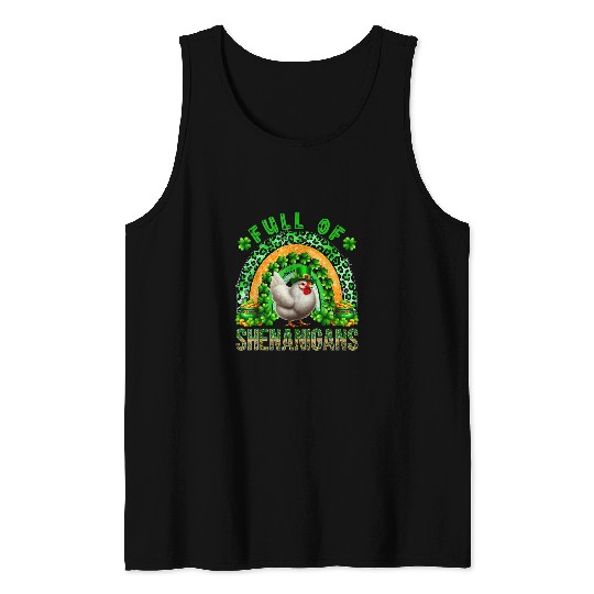Full Of Shenanigans Cute Chicken Leopard Rainbow Clovers Tank Tops
