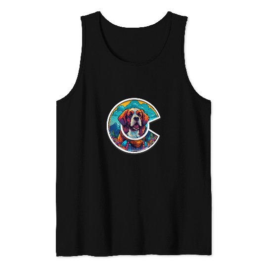 Colorado Saint Bernard Cute Dog in the Mountains Tank Tops