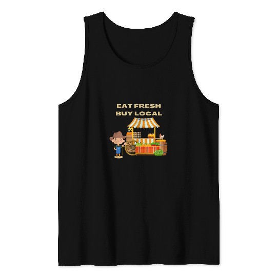 Farmers Market Boy Eat Fresh Buy Local Produce Tank Tops