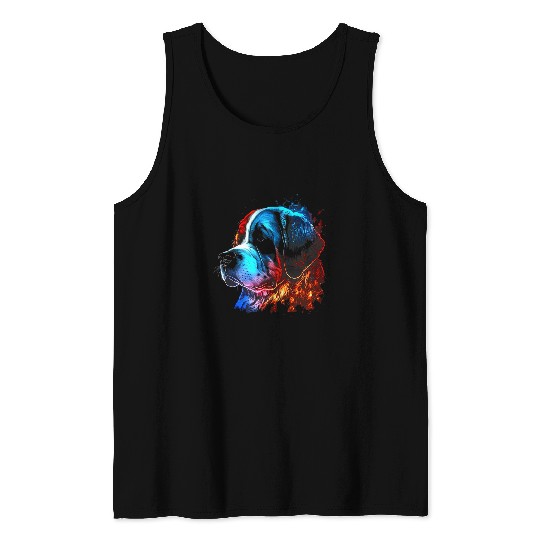 Saint Bernard Flames Cute Dog Lover Tank Tops