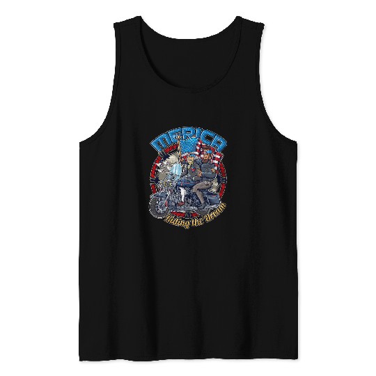 George Washington Abraham Lincoln Patriotic Biker Motorcycle Tank Tops