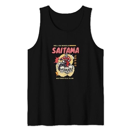 Saitama Japan Motorcycle Club Biker MC Wheels Retro Skulls Tank Tops