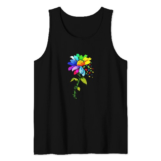 Autism Puzzle Daisy Floral Autism Awareness Accept Understand Love Mom Tank Tops