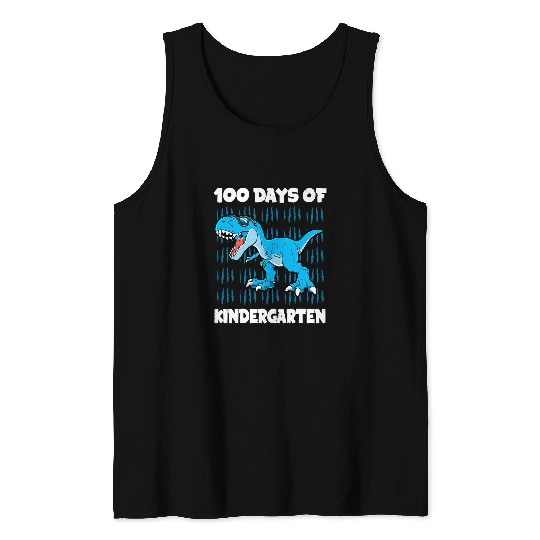 Dinosaur Pet 100 Days of Kindergarten Trex Dinosaur 100th Day School Boys Tank Tops