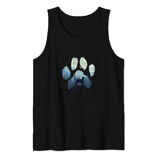 Afghan Hound Dog Paw Mom Dad Fog Mountains Tank Tops