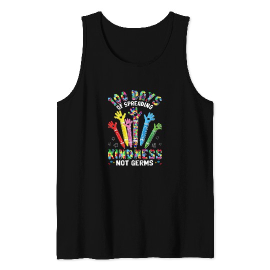 Autism Puzzle 100 Days Of Spreading Kindness Not Germs Tank Tops