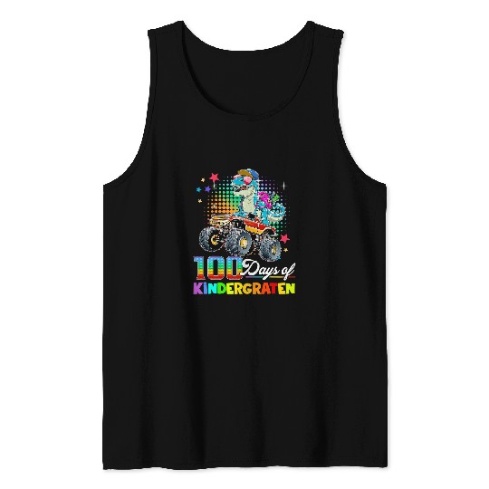 Dinosaur Pet 100 Days Of Kindergarten School Boys Dinosaur Monster Trucks Tank Tops