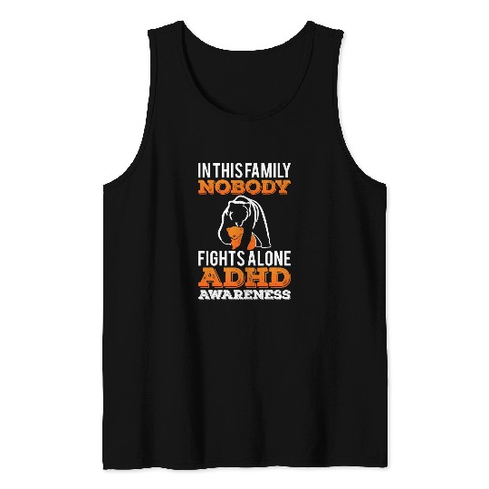 ADHD Ribbon Family Nobody Fights Alone Neurodivergent Toys Tank Tops