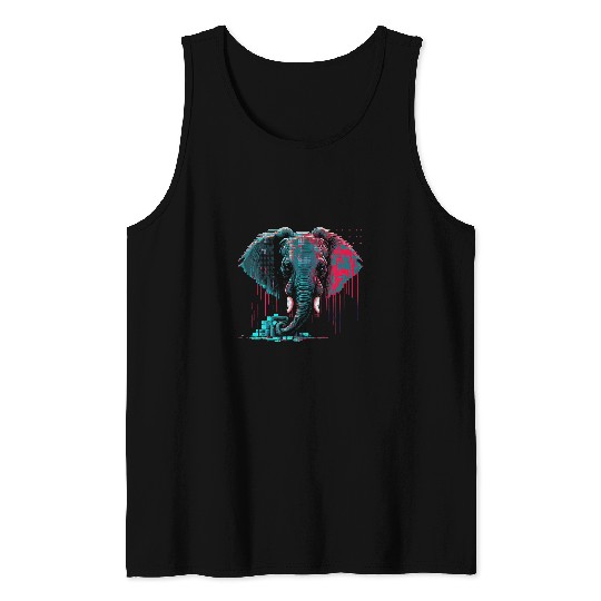 Elephant Mammal art abstract animal print motif Tank Tops