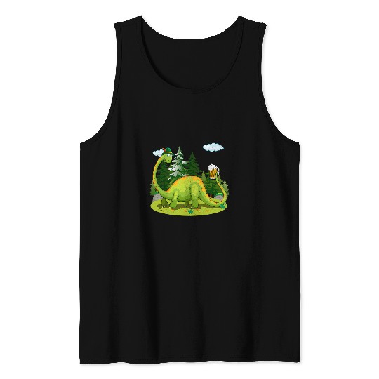 Dinosaur Pet Beer German Hat Oktoberfest Brontosaurus Tank Tops