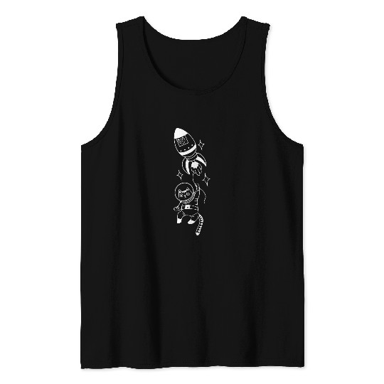 Astronaut Cat Funny Flying Kitty Outer Space Cat Lover Tank Tops