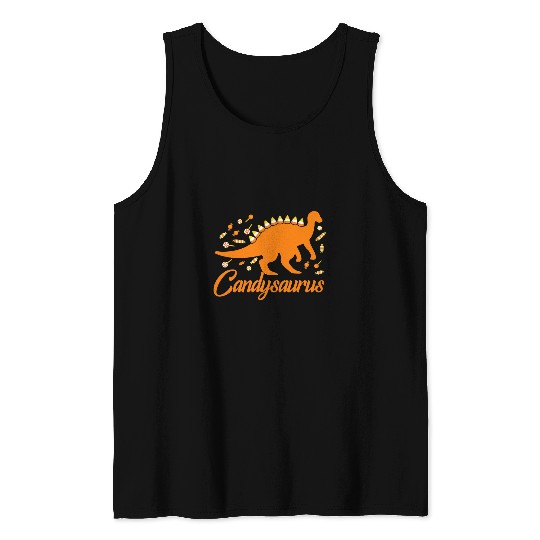 Dinosaur Pet Candysaurus Funny Candy Corn Dinosaur Halloween Candy Dino Tank Tops