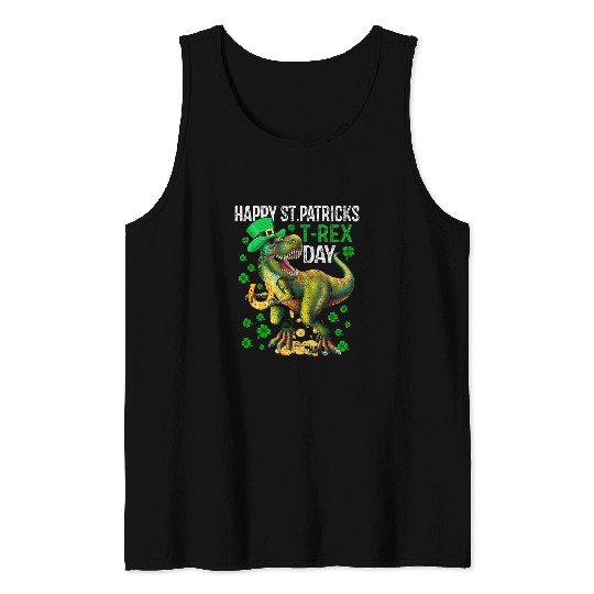Dinosaur Pet Happy St PaTRex Dinosaur Saint Patricks Day Boys Toddler Tank Tops