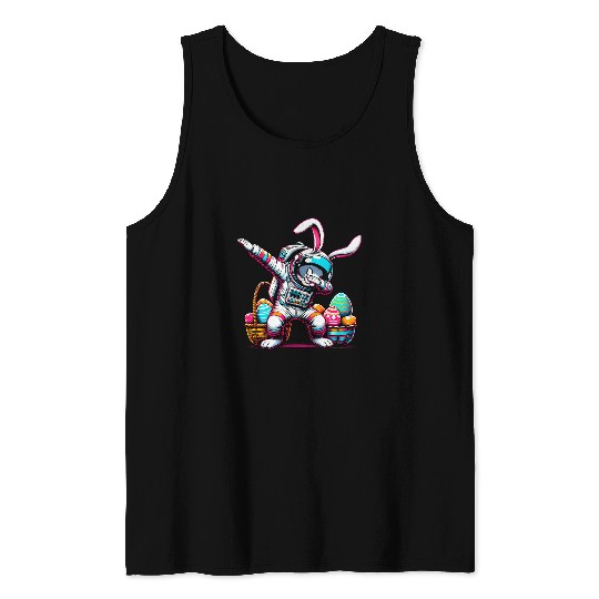 Dabbings Easter Bunny Astronaut Rabbit Tank Tops