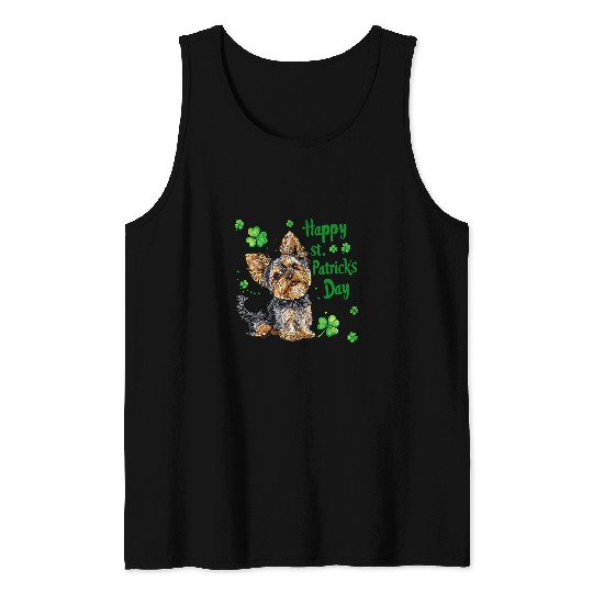 Happy St Patricks Day Yorkie Dog Lover Yorkshire Terrier Tank Tops