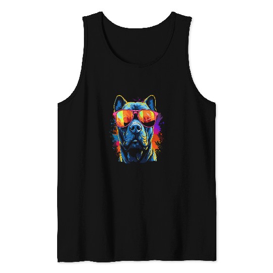 Pitbull Pet Tough Cool Neon Pitbull Puppy Love Dog wearing Sun Glasses 5 Tank Tops