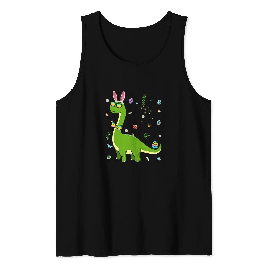 Dinosaur Pet Brontosaurus Bunny Ears Egg Easter Day Dinosaur Dino 1 Tank Tops