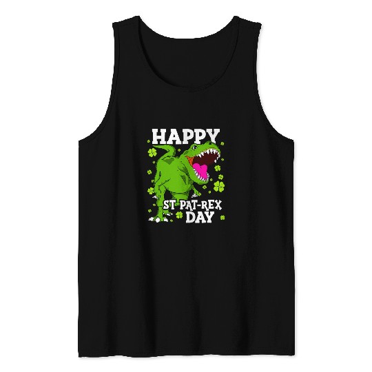 Dinosaur Pet Happy St Patricks Day Dinosaur TRex Boys Toddler Kids Dino Tank Tops