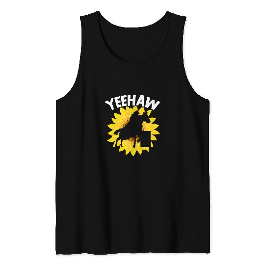 Horse Pet Barrel Racer Yeehaw Horse Riding Tank Tops