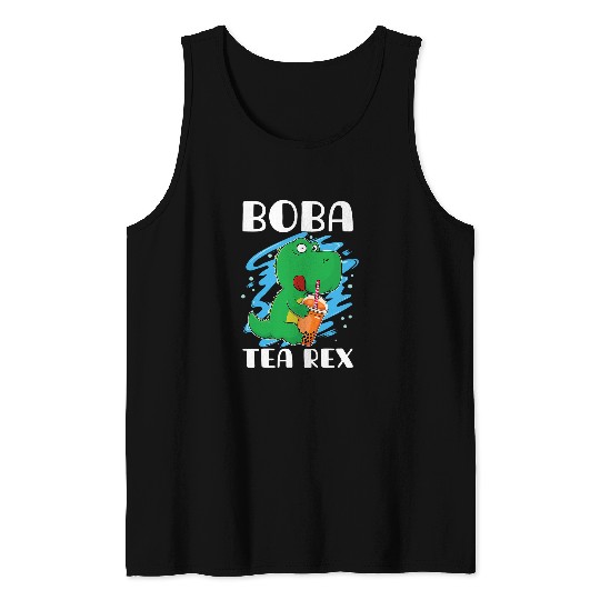 Dinosaur Pet Boba Tea rexs Dinosaur Boba Bubble Tea Milk Tea Pearl Tea Tank Tops
