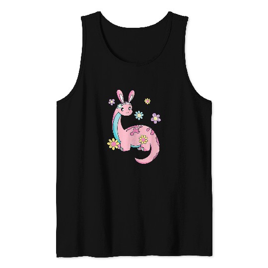Dinosaur Pet brontosaurus bunny ears egg easter day dinosaur dino boys 9 Tank Tops