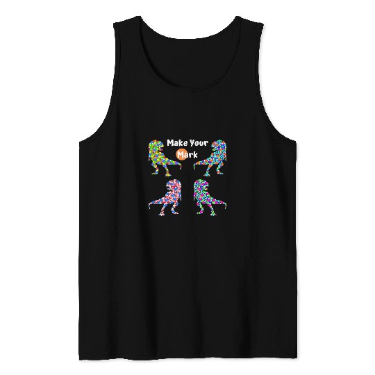 Dinosaur Pet Dot Day Dinosaurs Colorful dot art tee Tank Tops