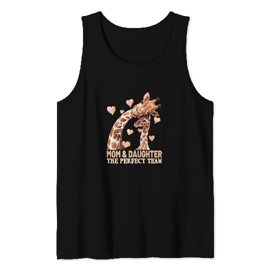 Giraffe Pet Mom Daughter Team Giraffes Tank Tops