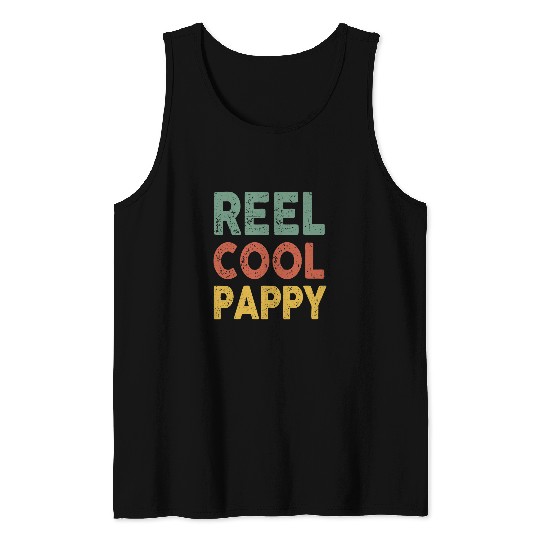 Fishing Fun Reel Cool Pappy Fisherman Bass Fish Funny Dad Tank Tops