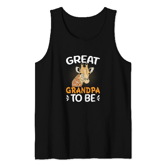 Giraffe Pet Mens Great Grandpa to Be Funny Giraffes Lover Grandad Announcement Tank Tops