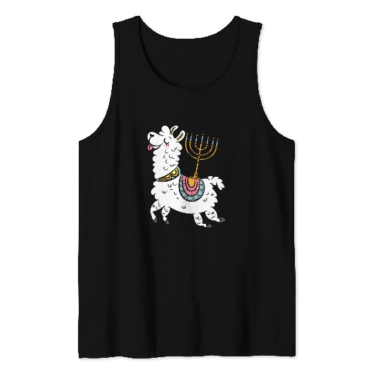 Llama Pet Chanukah Menorah Hanukkah Israel Jew Jewish Pride Tank Tops