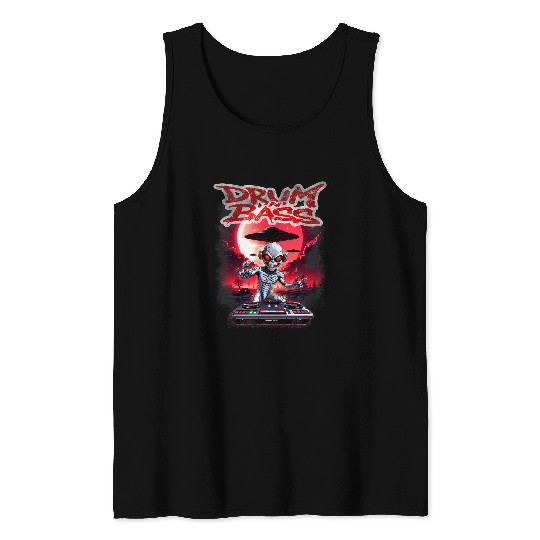 Aliens UFO Drum N Bass Alien Galaxy Hardstyle Raver Hakke Hardcore Tank Tops