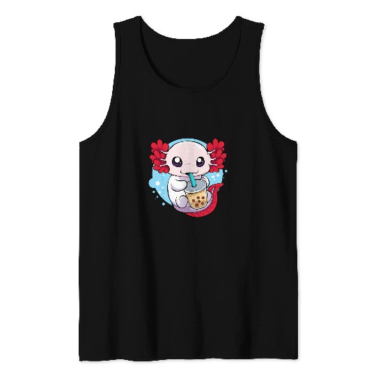 Axolotls Pet Salamander Aquatic Boba Kawaii Aesthetic Tank Tops