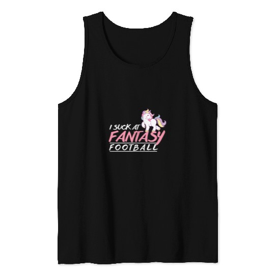 Unicorn Pet I Suck at Fantasy Football Unicorn Rainbow Loser Football Tank Tops