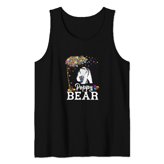 Autism Puzzle Awareness Poppy Bear Support Tank Tops