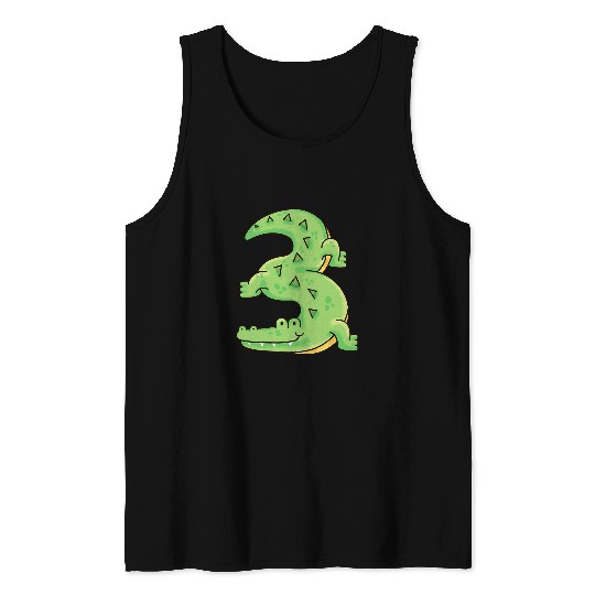 Alligator Pet 3rd Birthday Party Animal Number Tank Tops