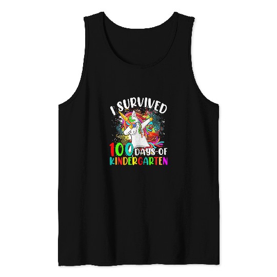 Unicorn Pet I Survived 100 Days Of Kindergarten Kids  Unicorn 65 Tank Tops