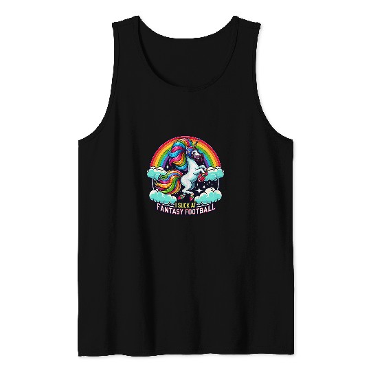Unicorn Pet I Suck at Fantasy Football Unicorn Rainbow Loser 2 Tank Tops