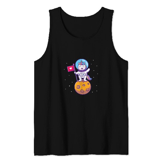 Unicorn Pet Astronauts Unicorn Astronaut In The Moon Astronomy Astronaut Tank Tops