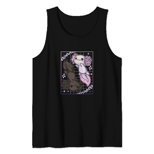 Axolotls Pet Kawaii Salamander Aquatic Creature Japanese Fan Tank Tops