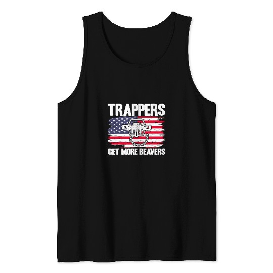 Coyote Mammal Trapper American Flag Trappers Get More Beavers Coyote Trap 7 Tank Tops