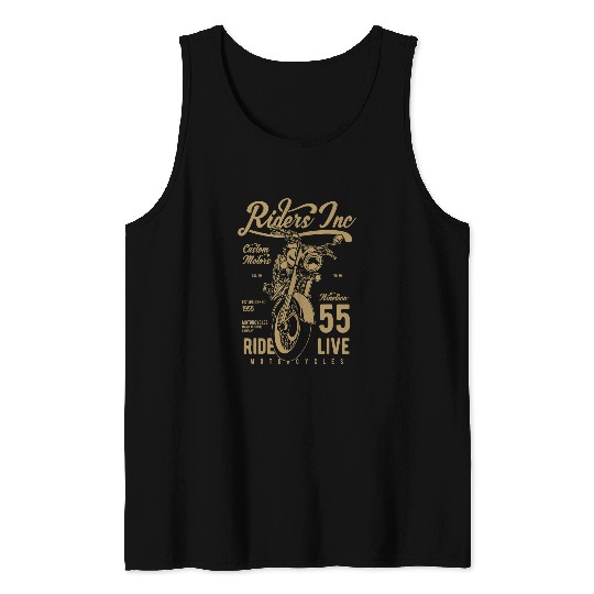 vintages Biker Motorcycle tee Silhouette chopper tee Tank Tops