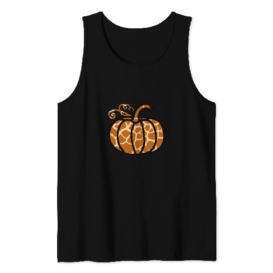 Giraffe Pet Animal Print Giraffes Print Pumpkin Fall Halloween Party Tank Tops
