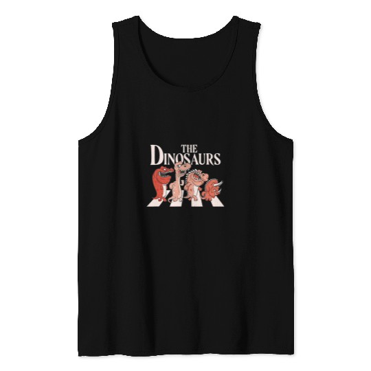 Dinosaur Pet 4 Dinosaurs Walking Across A Crosswalk Over The Abbey Road Tank Tops