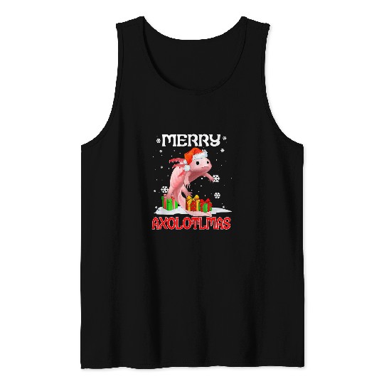 Axolotls Pet Salamander Santa Hat Merry Axolotlsmas Cute Mexican Axolotls 46 Tank Tops