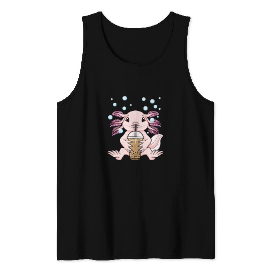 Axolotls Pet Bubble Tea Kawaii Axolotls Milk Tea Boba Tea Tank Tops