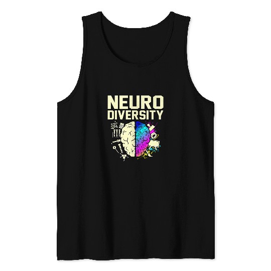 ADHD Ribbon Neurodiversity ADHD Awareness Orange Ribbon Support Graphic Tank Tops