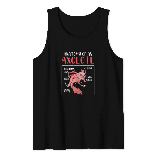 Axolotls Pet Salamander Amphibian Animal Funny Anatomy Of An Axolotls Tank Tops