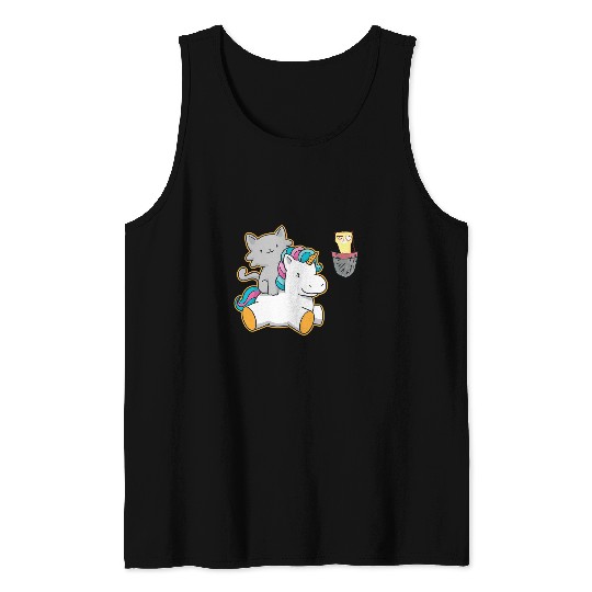 Unicorn Pet Grumpy Pocket Cat Face Kawaii Unicorn Pet Kitten Animal Tank Tops